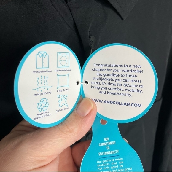 NWT & Collaro black button down shirt made from recycled material size 3X - Picture 5 of 9